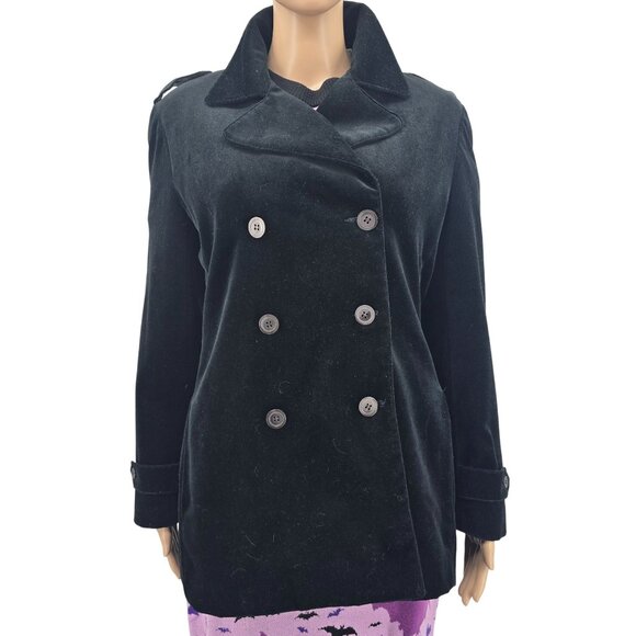 Liz Claiborne Vintage Size Medium Lizsport Womens Black Double-Breasted Coat - Picture 11 of 12